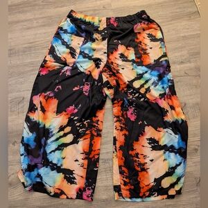 Plus Size SHEIN Multicolor Tie-Dye Wide Leg Pants